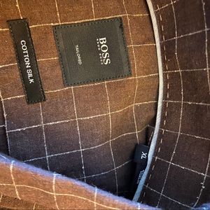 Hugo boss grid brown button up